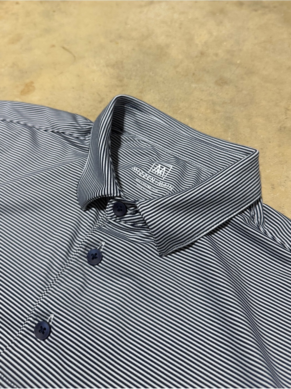 Mizzen+Main Golf Polo Shirt Stretch Performance Trim Striped Mens Size M